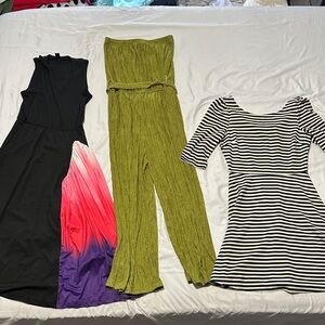 SHEIN Gradient Dress, Cosmic Beauty Green Jumpsuit, Pixley Striped Dress